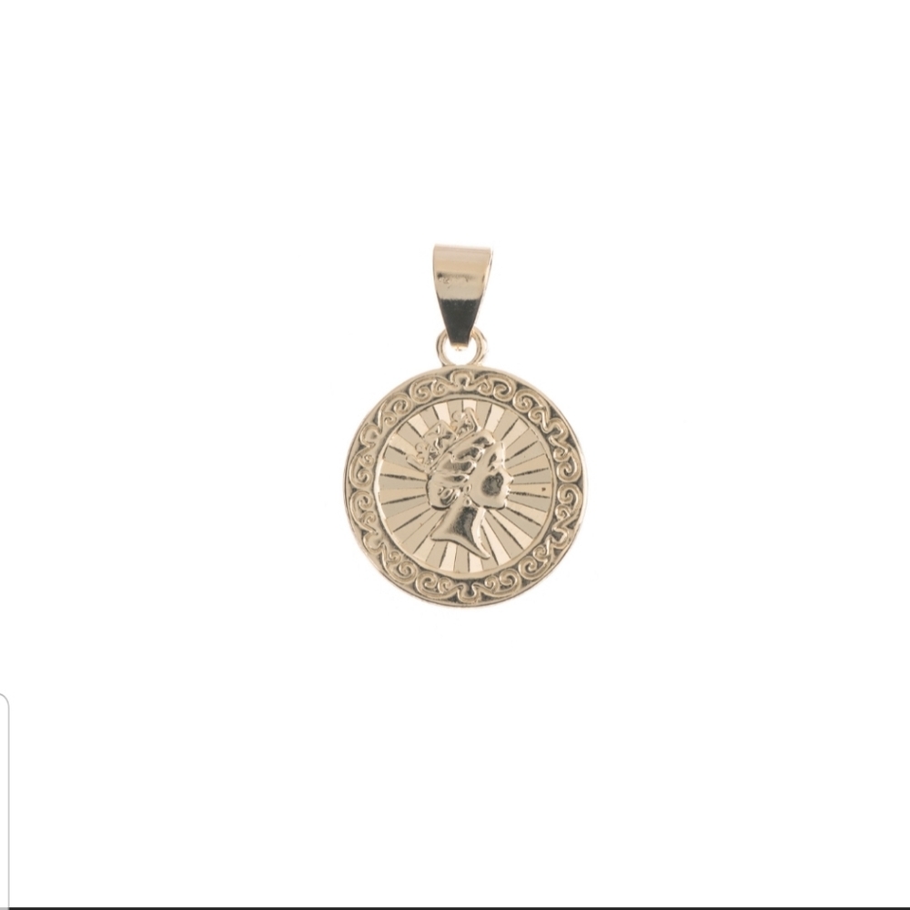 18k gold filled queen coin charm medallion